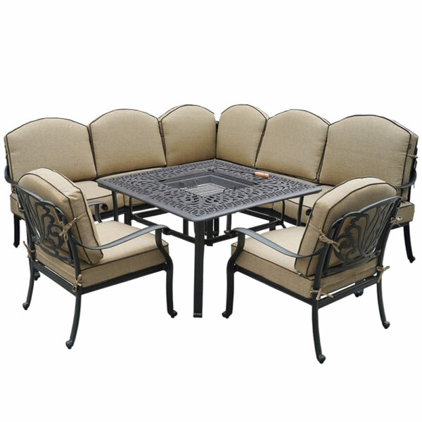 Amalfi Square Fire Pit Set with Lounge Chairs