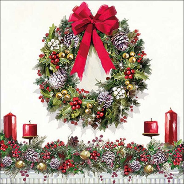 Ambiente Paper Napkins - Bow on Wreath (Pack of 20)