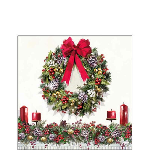 Ambiente Paper Cocktail Napkins - Bow On Wreath (Pack of 20)
