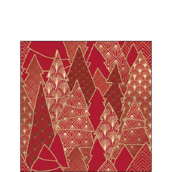 Ambiente Paper Cocktail Napkins - Red Luxury Trees (Pack of 20)