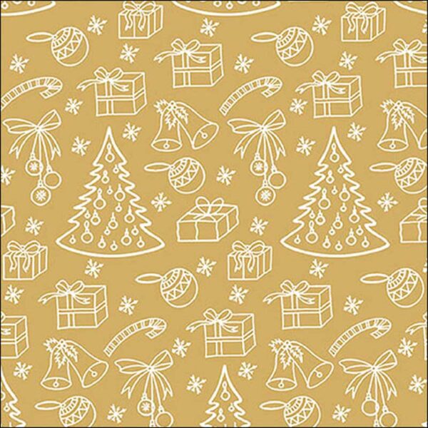 Ambiente Paper Napkins - Gold Outlined Ornaments (Pack of 20)
