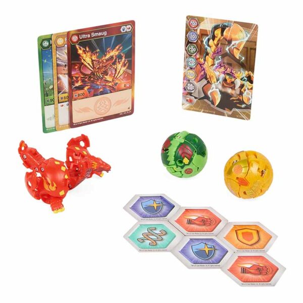 Bakugan Evolutions Starter Pack 3-Pack, Collectible Action Figures, Ages 6+, (STYLES MAY VARY) red cards