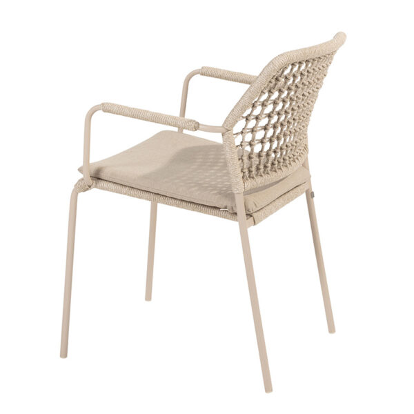 4 Seasons Outdoor Barista Stacking Dining Chair in Latte with Cushion