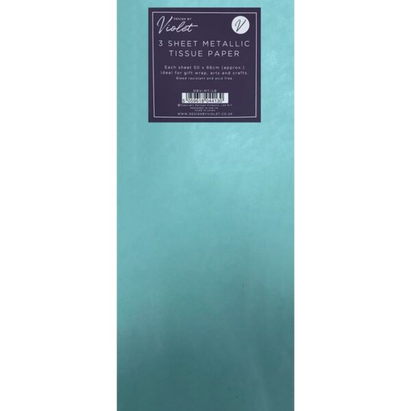 Design by Violet Light Blue Metallic Tissue Paper (Pack of 3)