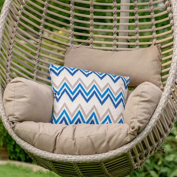 Blue Zig-Zag Square Scatter Cushion in use