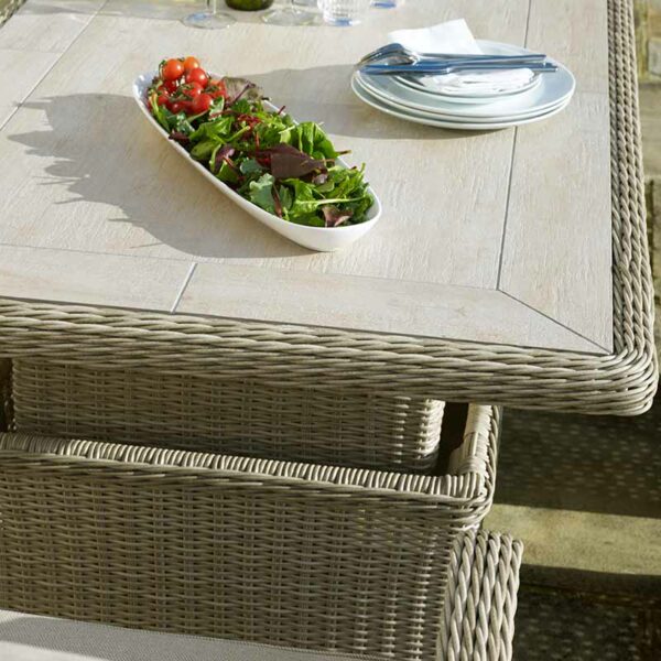 Bramblecrest Chedworth Sandstone Reclining lounge set table detail