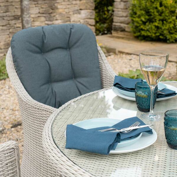 Bramblecrest Monterey 4 Seat Garden Dining Set in Dove Grey showing chair and table detail