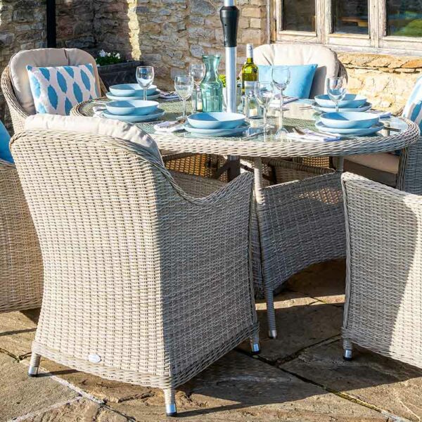 Bramblecrest Monterey 6 Seat Garden Dining Set in Sandstone with Elliptical Dining Table