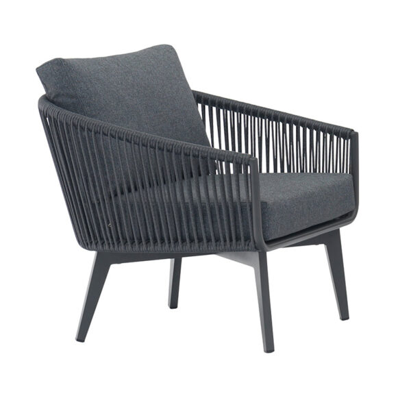 Bramblecrest Palermo Sofa Armchair in Anthracite with Obsidian Rope and Eco Slate Grey Cushions