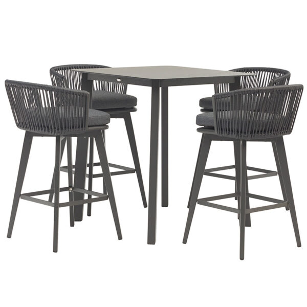 Bramblecrest Palermo Garden Bar Set in Anthracite with Square Bar Table & 4 Bar Chairs