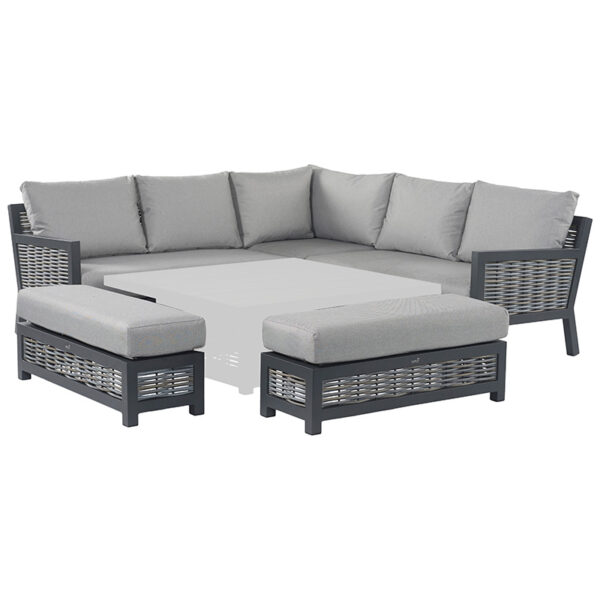 Bramblecrest Portofino Modular Sofa Set with 2 Bench Footstools. Table is not included