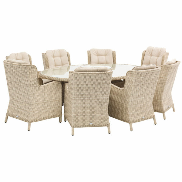 Bramblecrest Somerford 8 Seat Elliptical Garden Dining Set in Sandstone