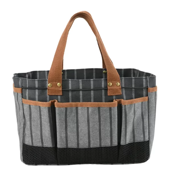 A side view of the grey Burgon & Ball Sophie Conran Tool Bag.