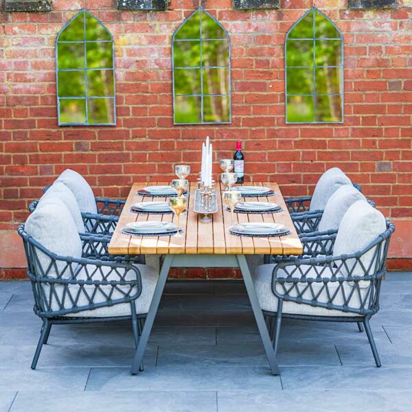 4 Seasons Outdoor Calpi 6 Seat Dining Set with Rectangular Ambassador Table