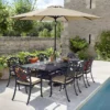 Hartman Capri Bronze 8 Seat Rectangular Dining Set with Parasol & Base