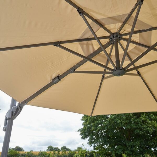 Bramblecrest Chichester 3 m Round Cantilever Parasol in Sand with Base & Cover