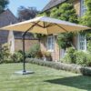 Bramblecrest Chichester 3 x 3 m Square Cantilever Parasol in Sand with Base & Cover