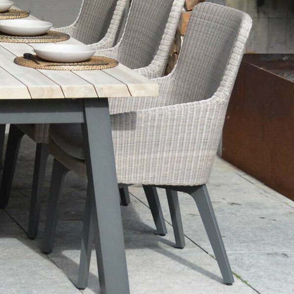 Close up of Luxor Dining Chairs with 240cn Derby Table