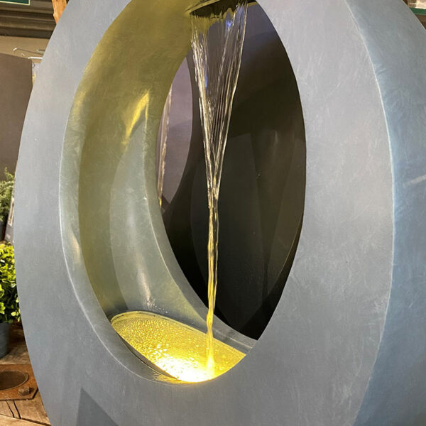 Concrete Grey Lumineo Circular Fountain Water Feature in use