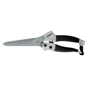 A pair of Darlac Compact Hand Shears. The handles are black rubber with long thin blades.
