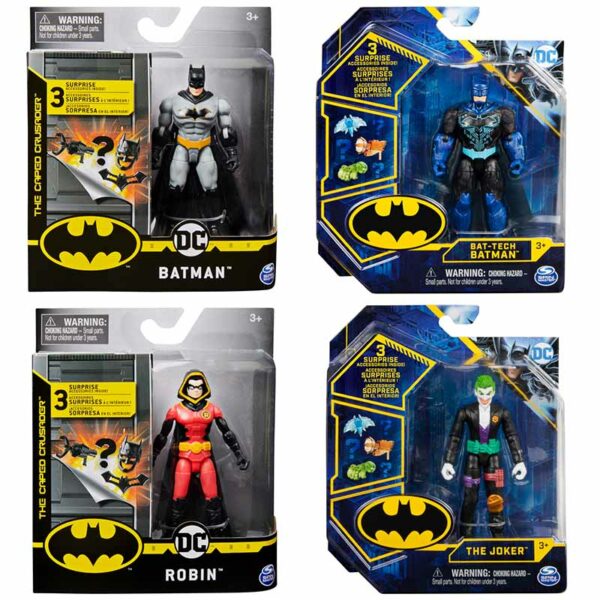 DC Comics BATMAN 4" Action Figure with 3 Mystery Accessories (Styles Vary) grouped