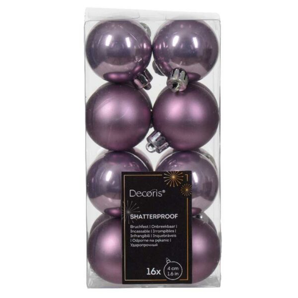Decoris Shatterproof Baubles in Crystal Lilac (Pack of 16)