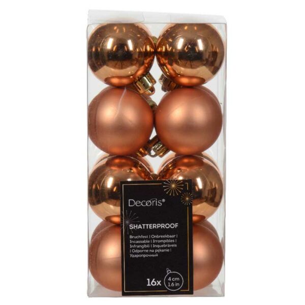 Decoris Shatterproof Baubles in Red Copper (Pack of 16)