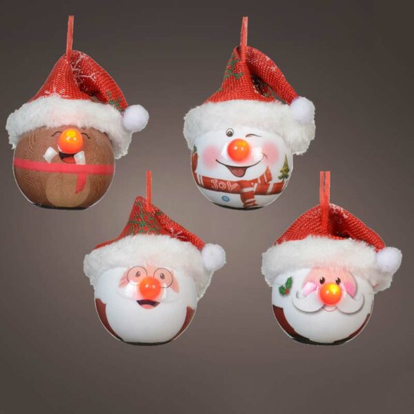 Decoris Battery-Operated Flashing Nose Bauble (Assorted Designs)
