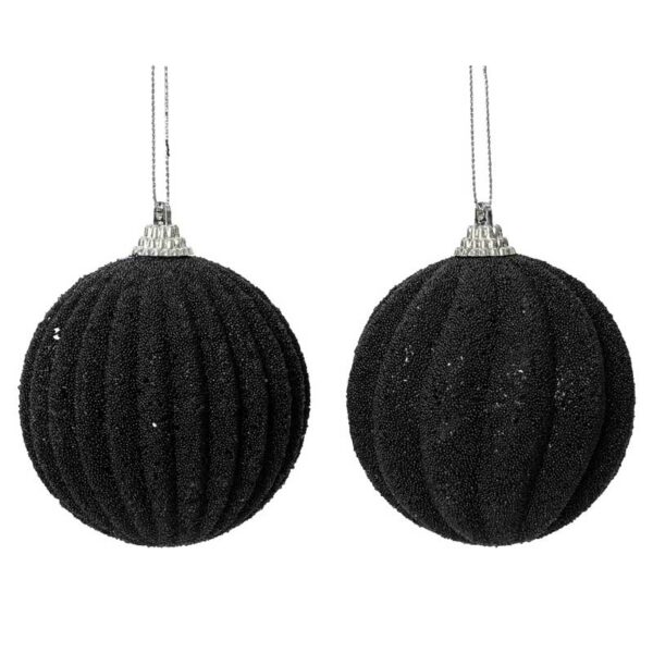 Decoris Foam Bauble with Glitter Beads in Black (Assorted Designs)