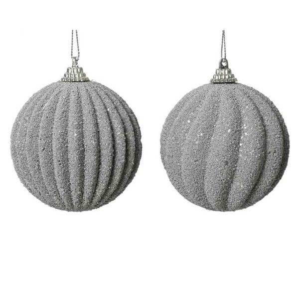 Decoris Foam Bauble with Glitter Beads in Silver (Assorted Designs)