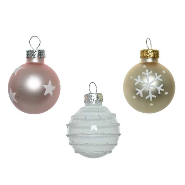 Decoris Glass Baubles in Soft Pink (Pack of 9)