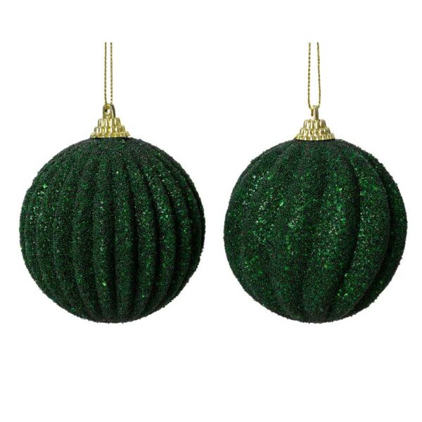 Decoris Foam Bauble with Glitter Beads in Pine Green (Assorted Designs)
