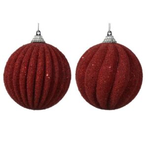 Decoris Foam Bauble with Glitter Beads in Christmas Red