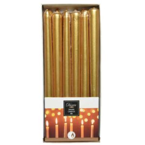 Decoris Gold Dinner Candles (Pack of 12)