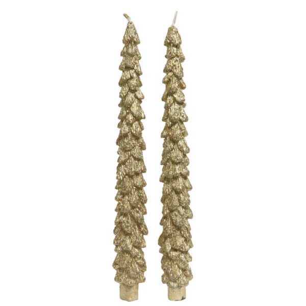 Decoris Gold Tree Dinner Candles (Pack of 2)