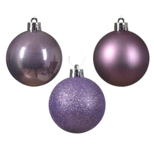 Decoris Shatterproof Baubles in Crystal Lilac (Pack of 30)