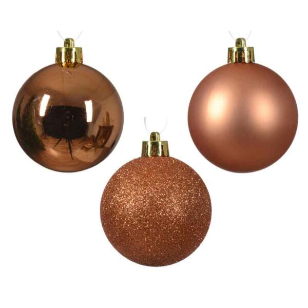 Decoris Shatterproof Baubles in Red Copper (Pack of 30)