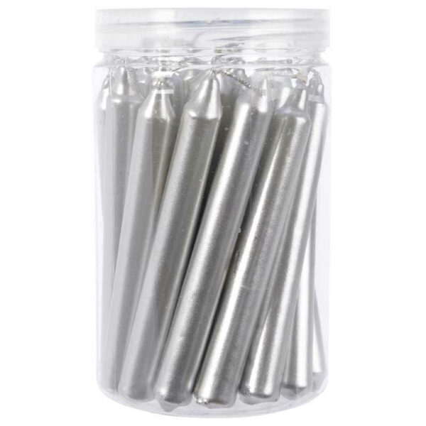 Decoris Mini Silver Dinner Candles (Pack of 22)