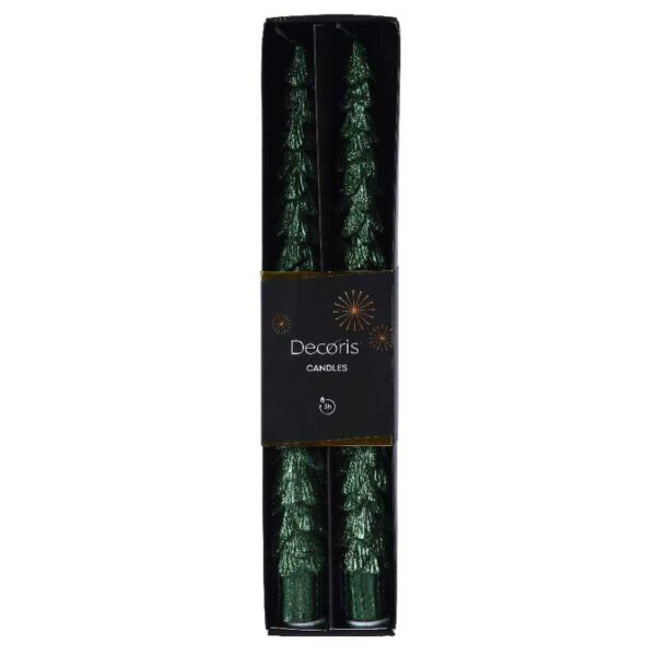 Decoris Green Tree Dinner Candles (Pack of 2)