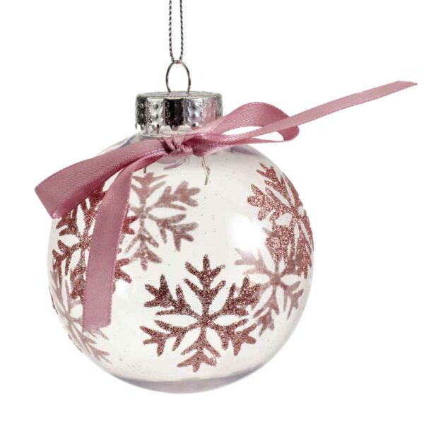 Decoris Shatterproof Bauble with Pink Satin Bow