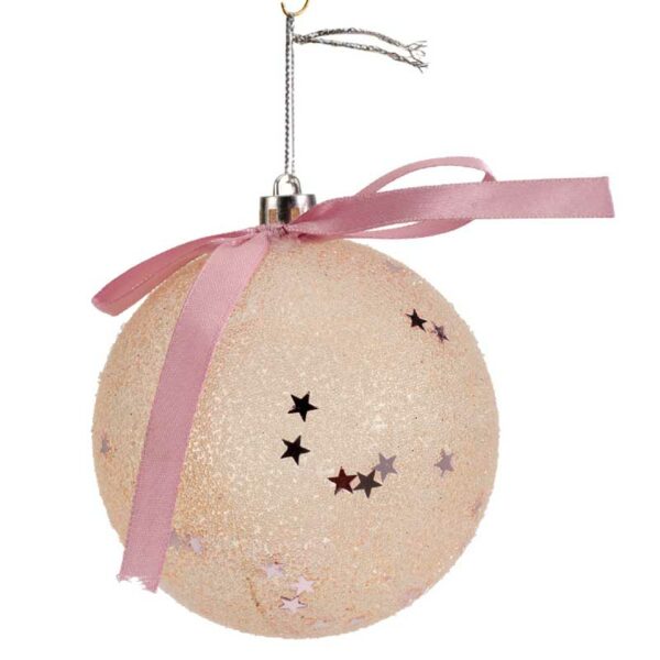 Decoris Shatterproof Bauble with Pink Satin Bow