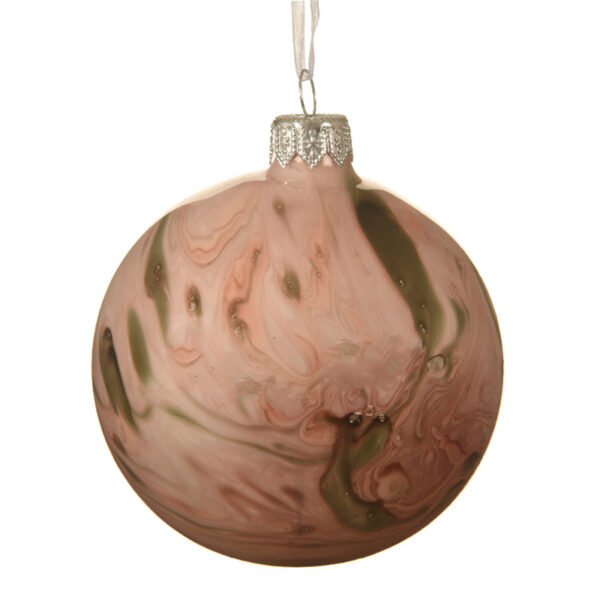 Decoris Glass Bauble in Pink Marble