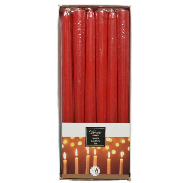 Decoris Red Dinner Candles (Pack of 12)