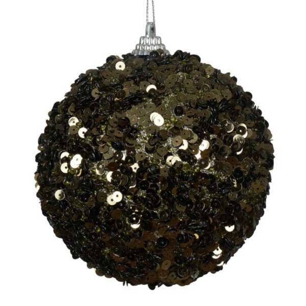 Decoris Foam Bauble with Sequins in Rosemary Green