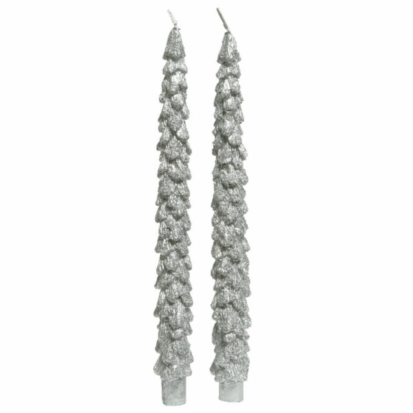 Decoris Silver Tree Dinner Candles (Pack of 2)