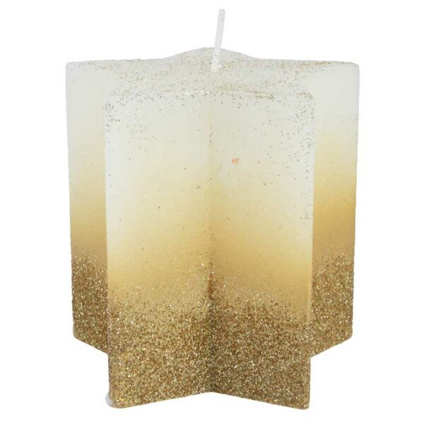 Decoris White Glitter Star-Shaped Candle (10cm)