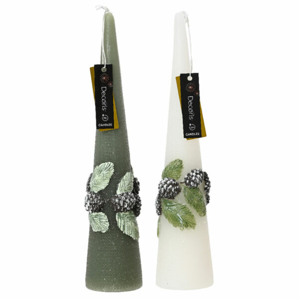 Decoris Unscented Snow Leaf Cone Candle (Assorted Designs)