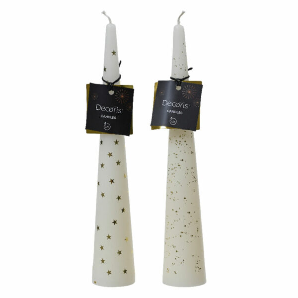 Decoris Unscented White Cone Candle (Assorted Designs)