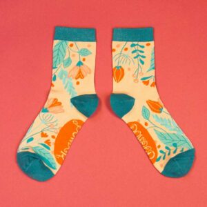 Powder Delicate Floral Ankle Socks - Ice