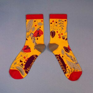 Powder Delicate Floral Ankle Socks - Mustard